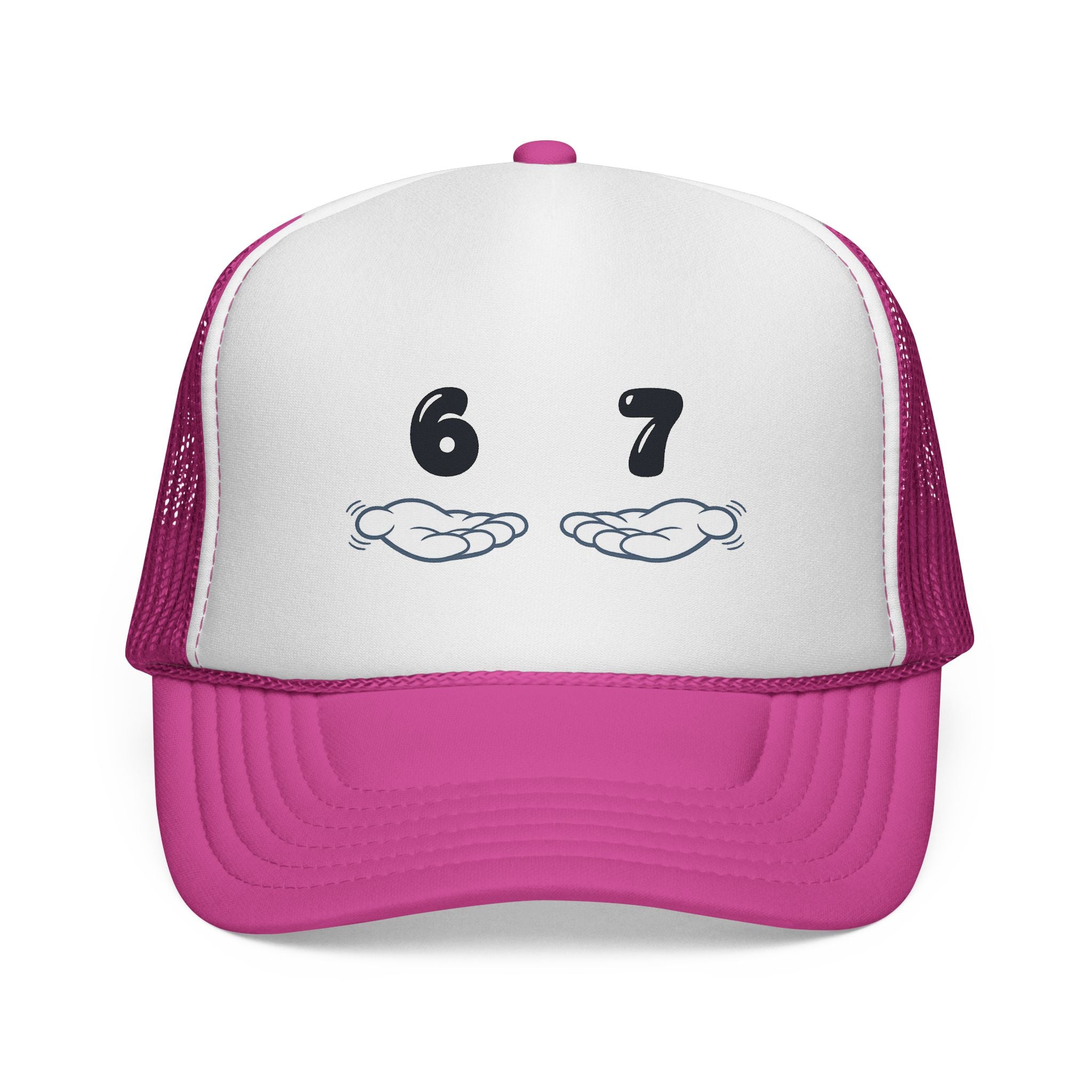 6 7 Trucker Cap — Minimal Vintage Graphic Mesh Hat
