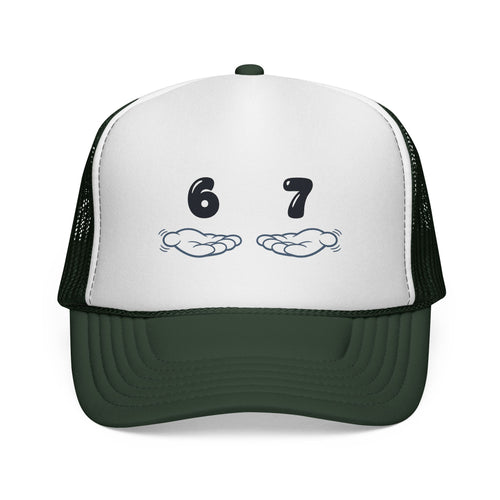 6 7 Trucker Cap — Minimal Vintage Graphic Mesh Hat