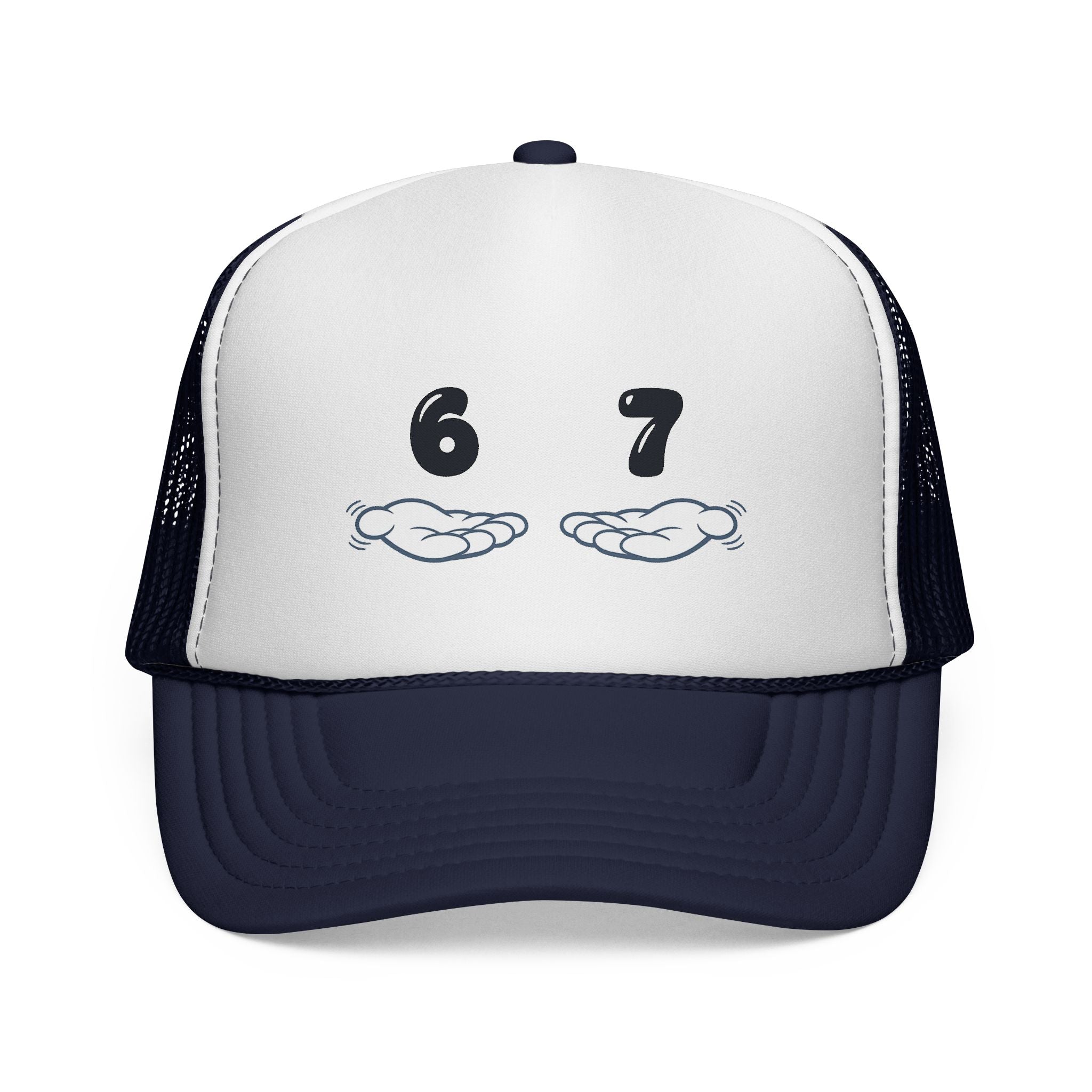 6 7 Trucker Cap — Minimal Vintage Graphic Mesh Hat