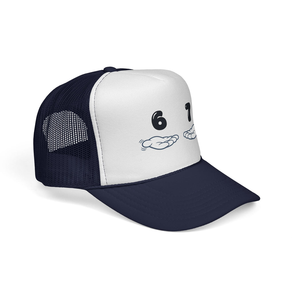 6 7 Trucker Cap — Minimal Vintage Graphic Mesh Hat