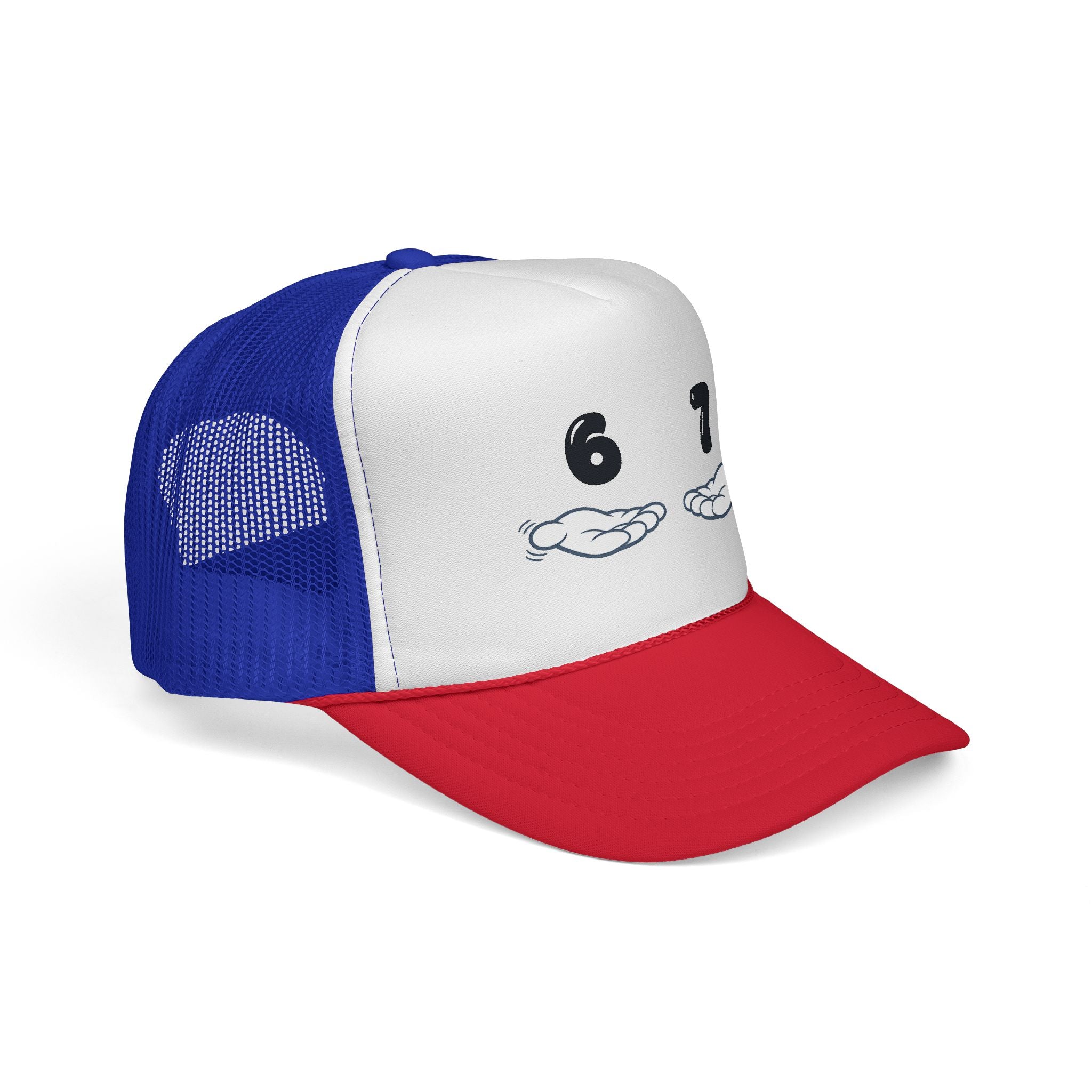 6 7 Trucker Cap — Minimal Vintage Graphic Mesh Hat