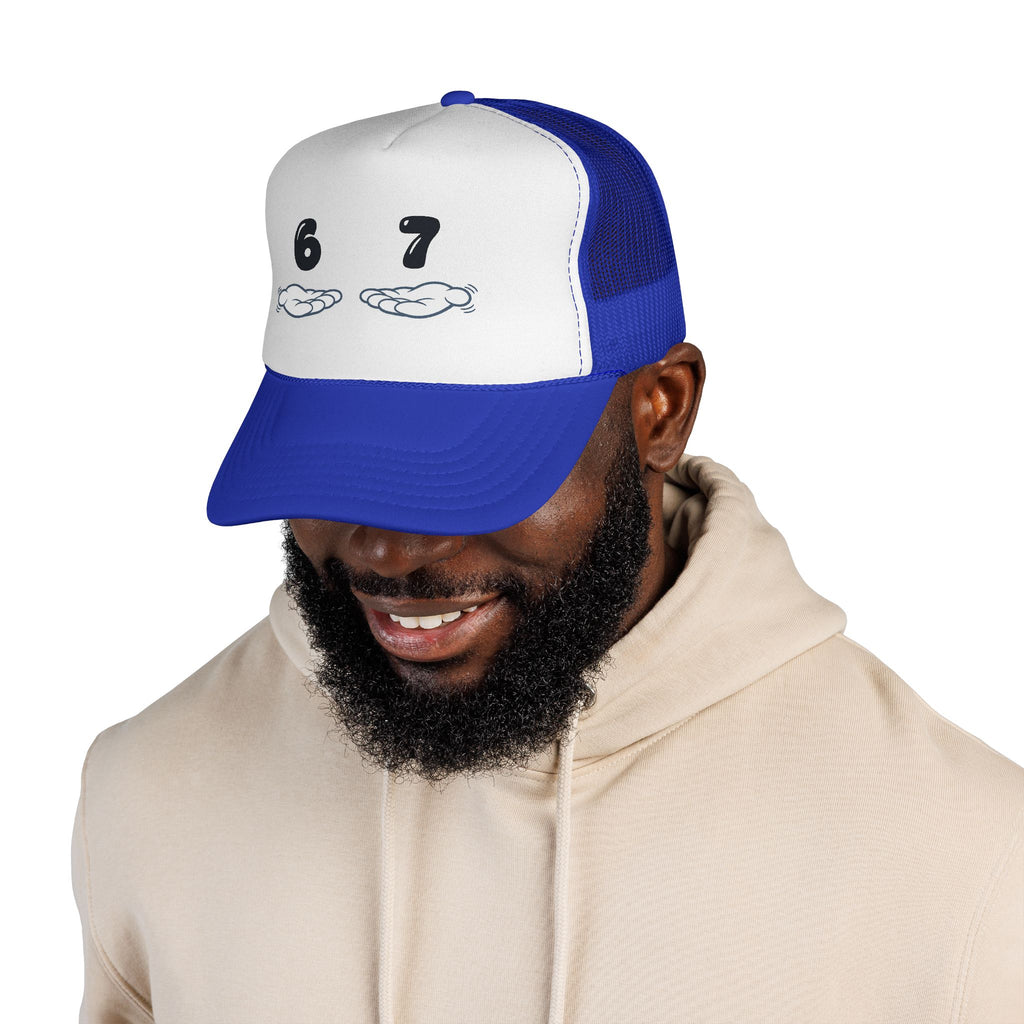 6 7 Trucker Cap — Minimal Vintage Graphic Mesh Hat
