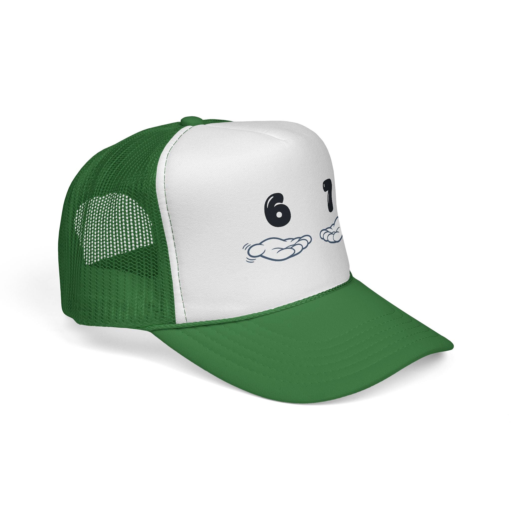 6 7 Trucker Cap — Minimal Vintage Graphic Mesh Hat