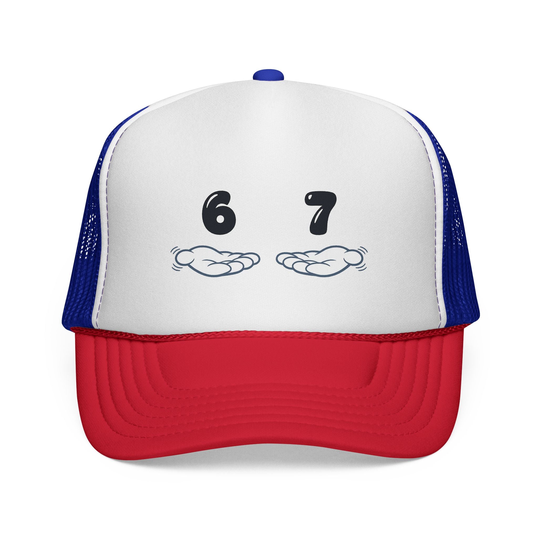 6 7 Trucker Cap — Minimal Vintage Graphic Mesh Hat
