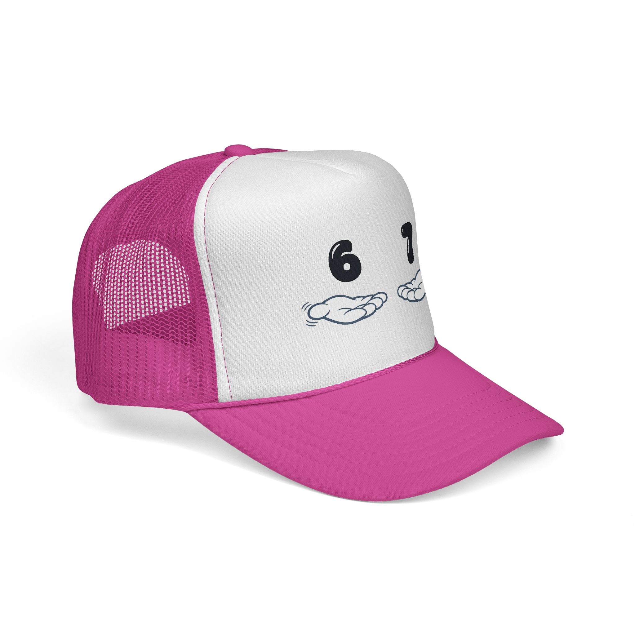 6 7 Trucker Cap — Minimal Vintage Graphic Mesh Hat